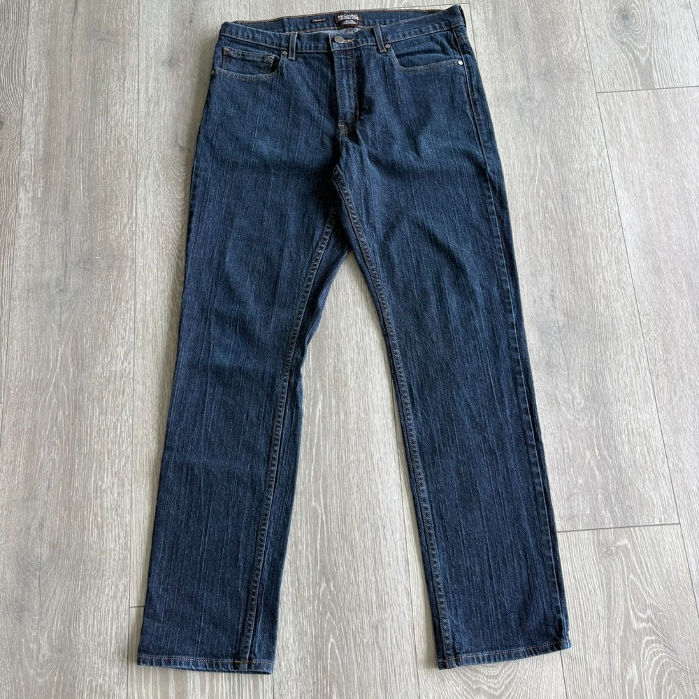 Michael Kors Mens Blue Tailored Fit Comfort Straight Leg Denim Jeans Size 32x32